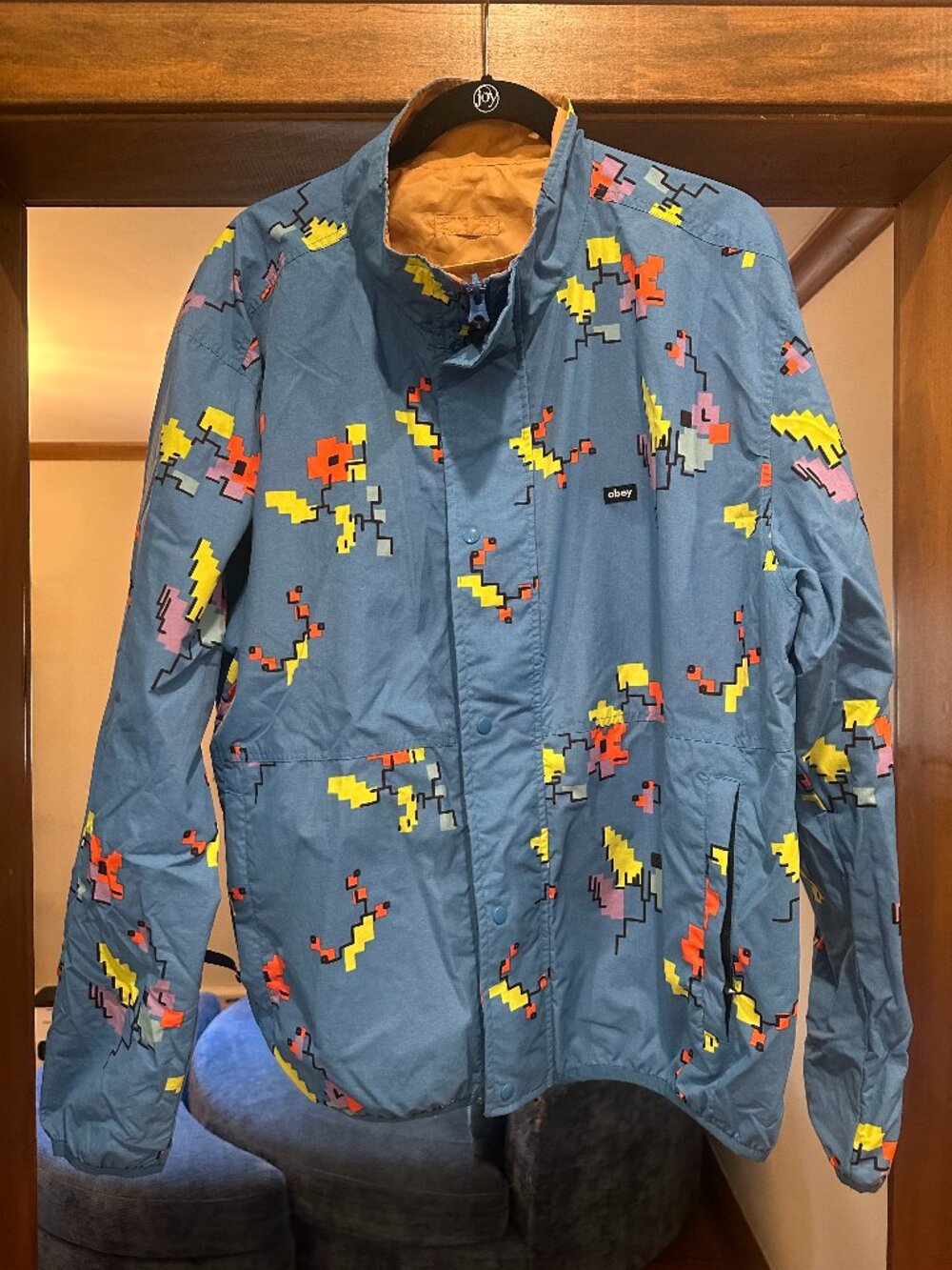 Obey 90's Pattern Y2K Reversible Windbreaker, Size Men's Large